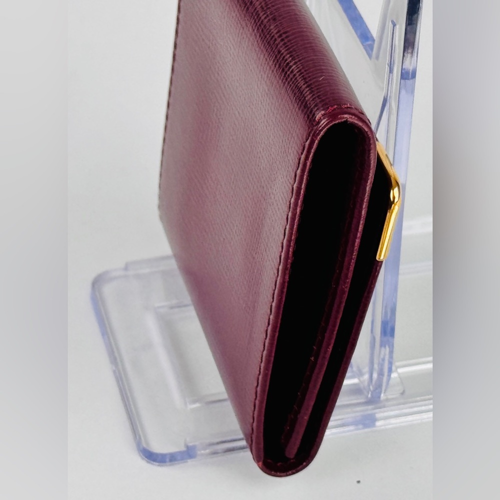 Cartier Vintage Bordeaux Leather Coin Pouch Wallet Gold Corners EUC - Picture 5 of 9